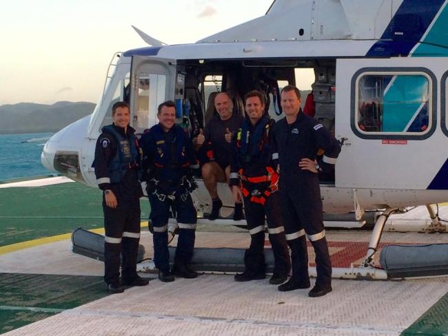 Me and the crew. Mischa, Dean Carroll (Paramedic), Chris Muffett (Rescue Crewman) and Matt Dobson (AircrewmanWinchOperator)