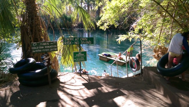 Swimming at the campsite.