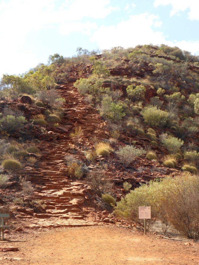 Rock steps,very steep climb.