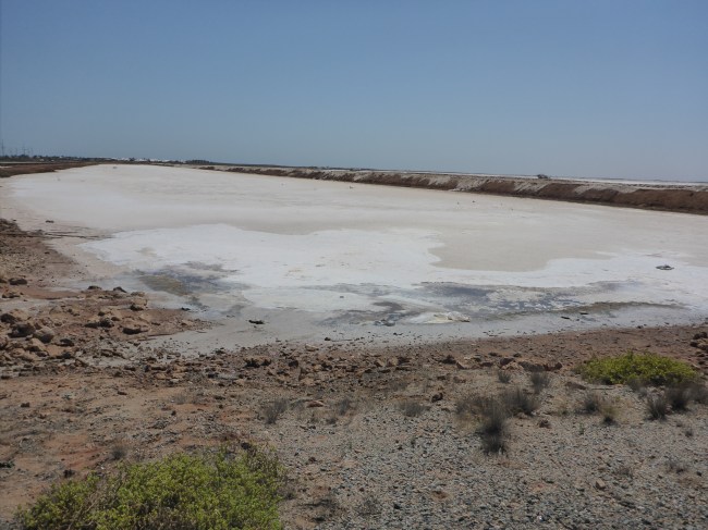 Solar powered salt production.