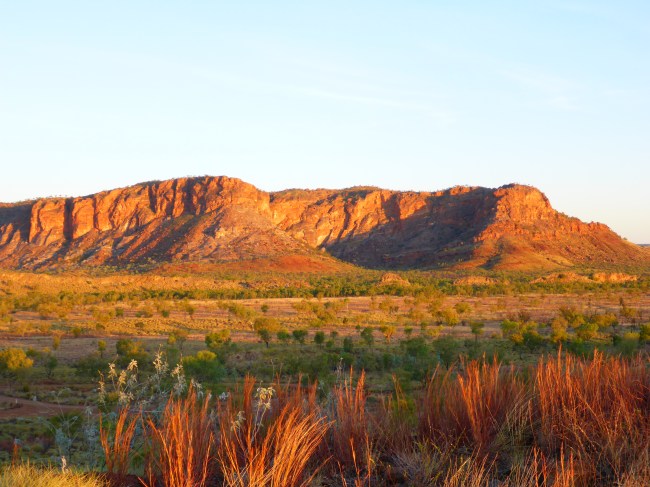 Sandstone cliffs in the sunset.