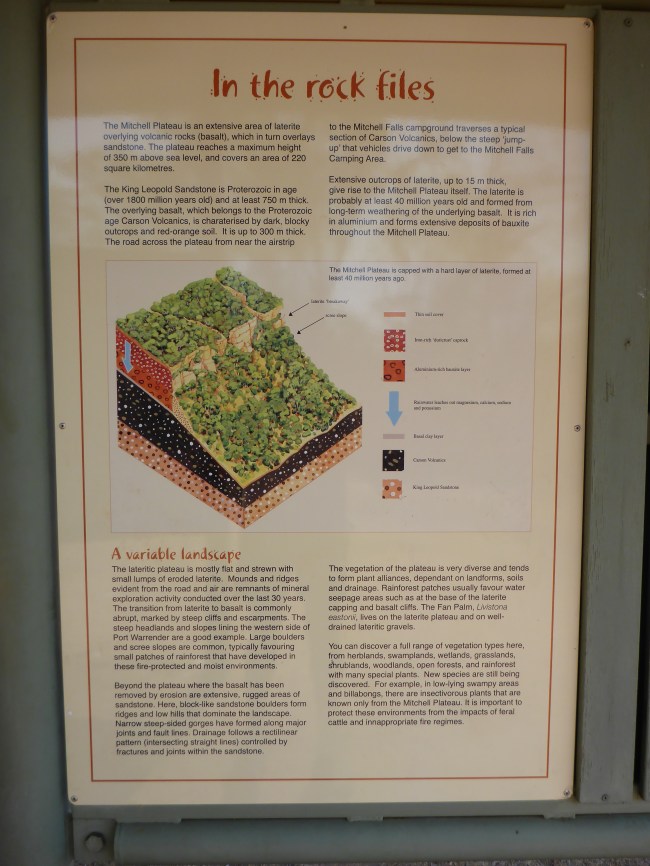 Geological make up of the Mtchell Plateau.