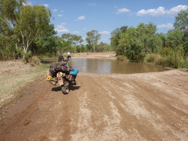 The sign said the road was open! Not difficult to get across though.