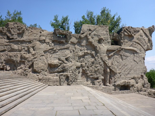 One of the battle scenes on the wall carvings.