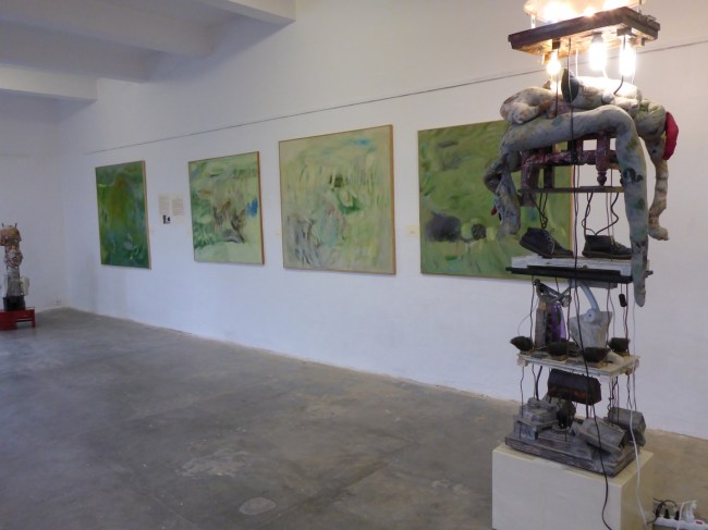 Another sculpture and some of the paintings.