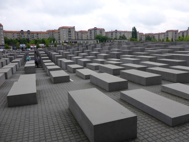 Street level view of the Holocaust Memorial.