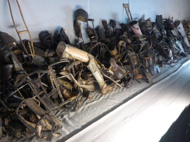 Artificial limbs by the hundred.