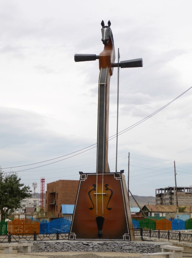 It's not unusual to see statues in Mongolian towns. This is one of the stranger ones.