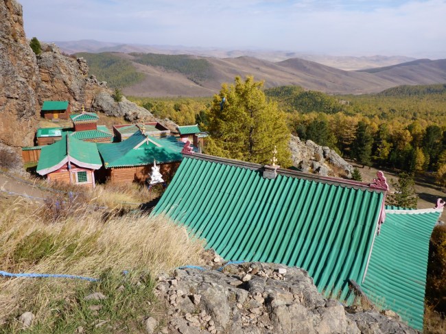 Excellent view from the top of the temple hill. The temple buildings are below us.
