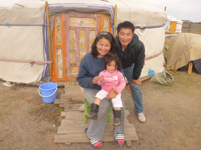 Ganbataar, Suvol and their youngest daughter. Modern Mongolians.