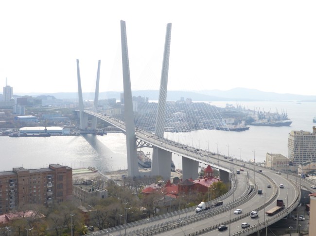 Suspension bridge across the harbour.