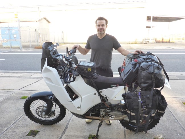 Lukas and his sickly KTM. He sent a box full of spares ahead to Tokyo ready for an engine rebuild.