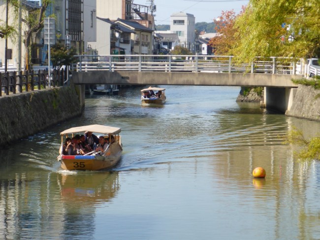 Matsue canal system with tourist boats.
