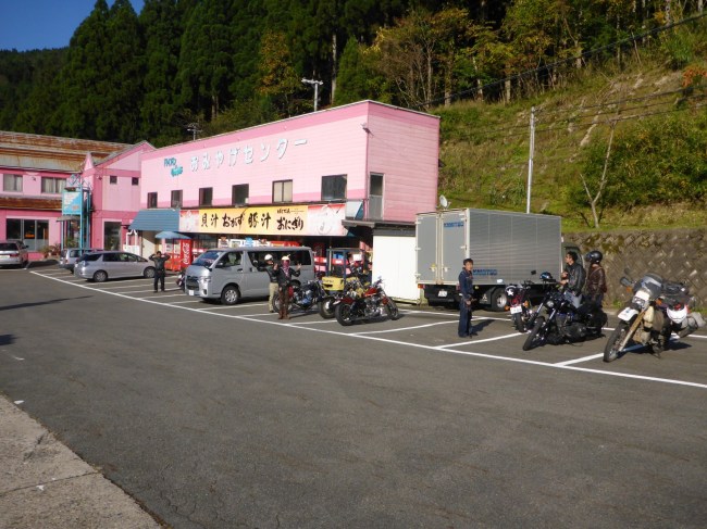 Sunday riders outside a cafe.