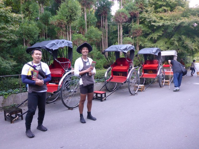 Rickshaws for hire near the Tenyru-Ji Temple.