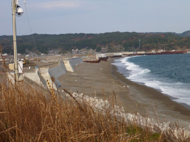 Sea wall strengthening.