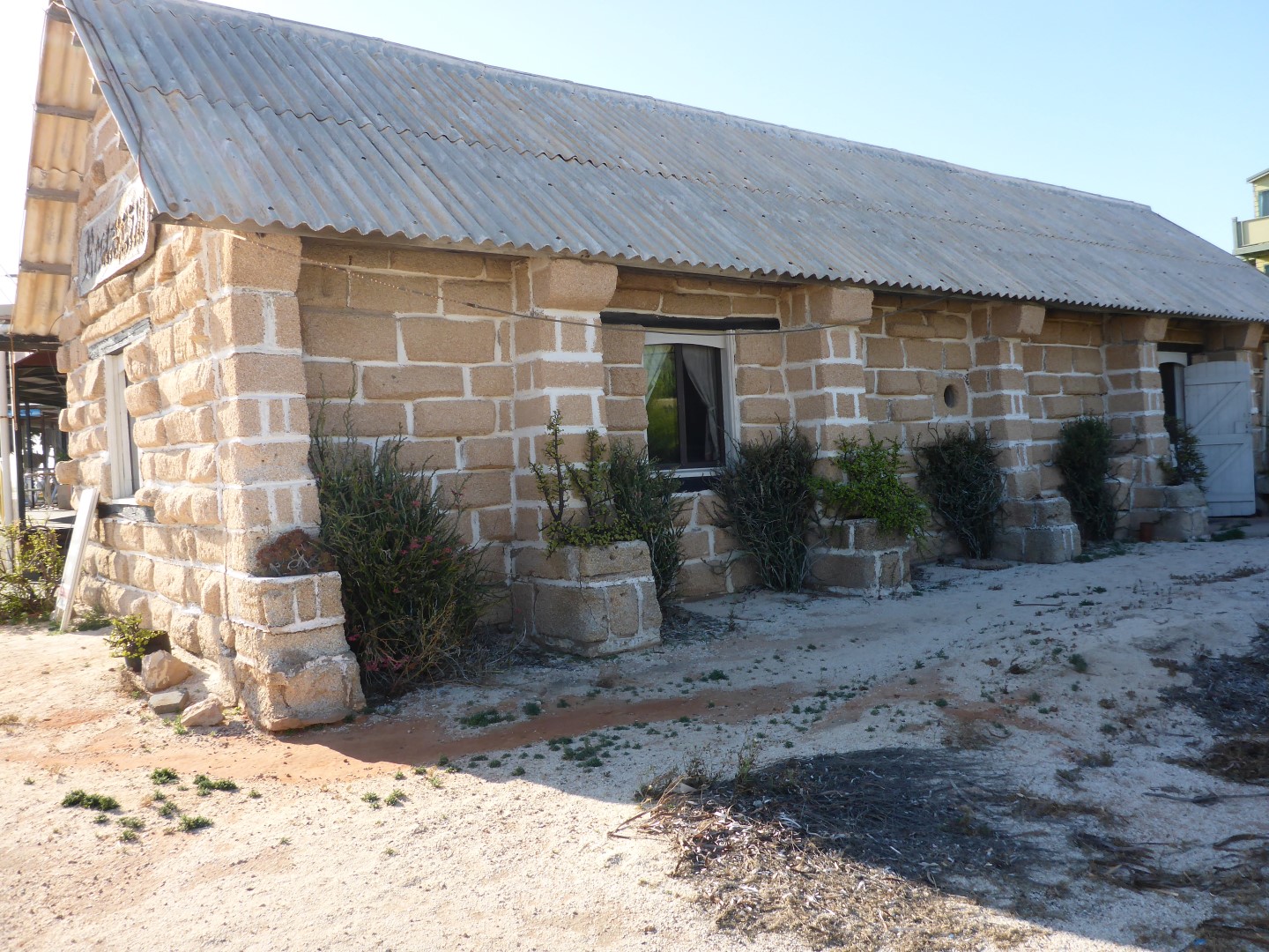 One of the few remaining shell block buildings, now a restaurant in Denham.