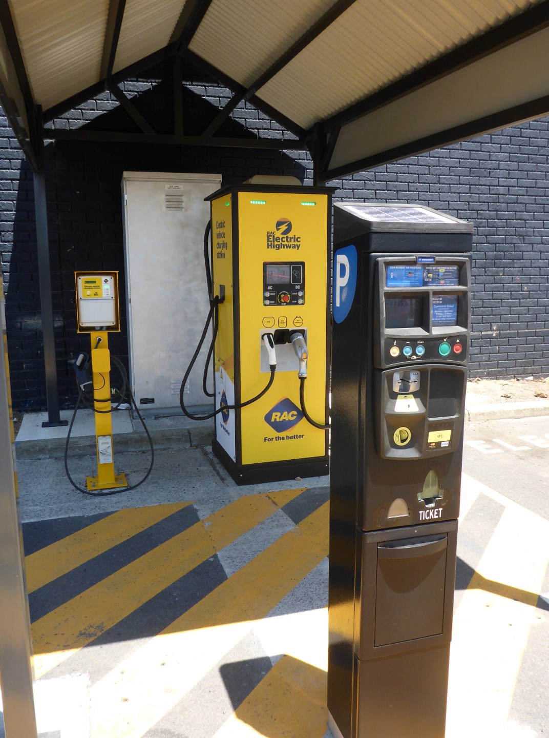 How the future looks. Charge for parking and park for charging. Outside the visitor centre in Bunbury.