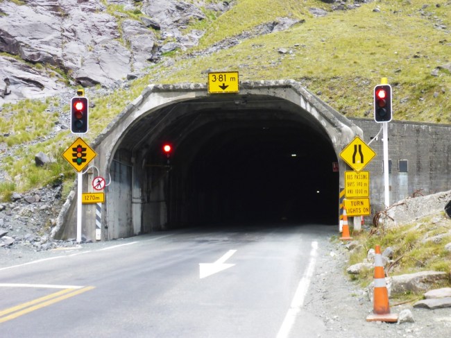 Entrance to the spooky Homer Tunnel.