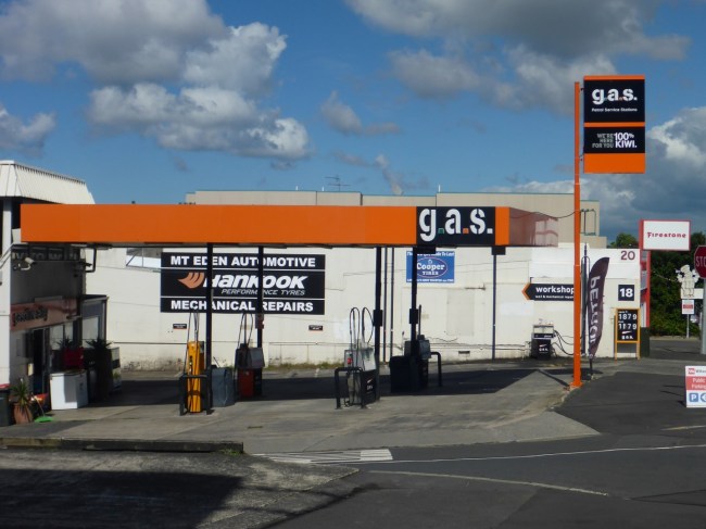 A common sight in NZ. It stands for Gasoline Alley Services.