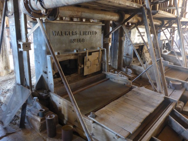 The stamping part of the stamp battery. There were seven of these in a row.