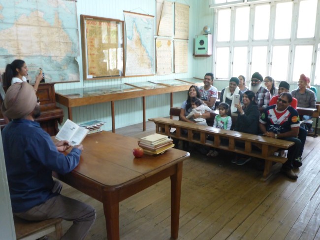 Dad instructs the family.